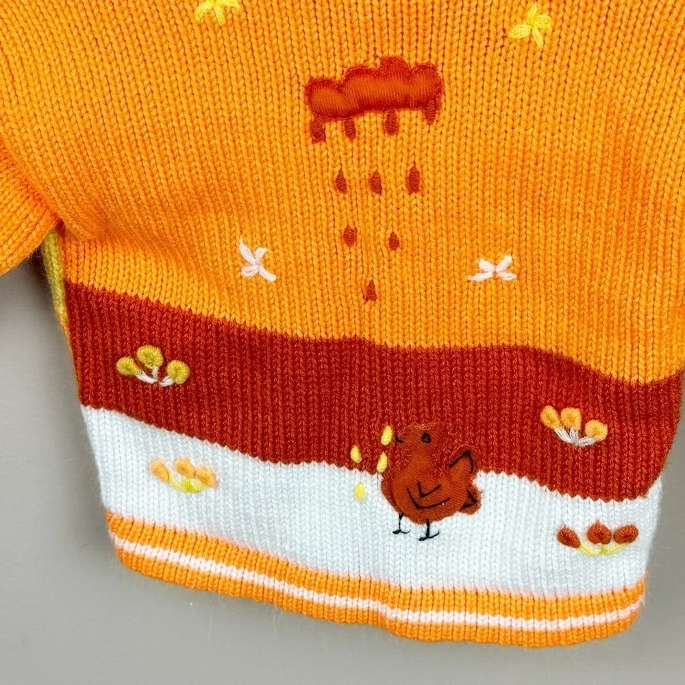Artesanias INTY Handmade Bright Orange and Yellow Wool Stripe Farm Hoodie